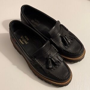 G.H. Bass & Co. Layton SuperLug Pebbled Black Leather Tassel Loafers